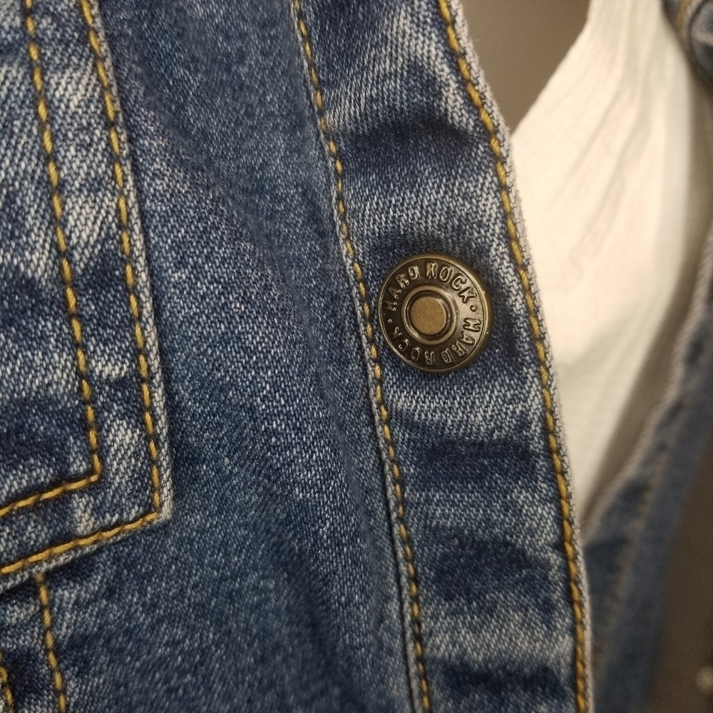 Hard Rock Cafe Vintage Fitted Jean Jacket PTP 18.5 - Picture 10 of 10
